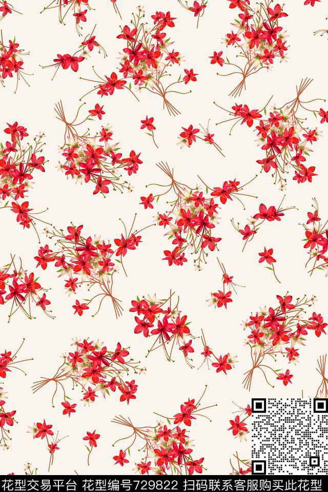 花朵花卉小花数码印花华亿平台下载（图片编号: 729822） - 瓦栏（Walan）