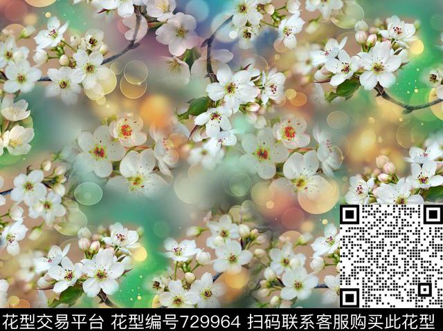 潮流时尚小花数码印花华亿平台下载（图片编号: 729964） - 瓦栏（Walan）