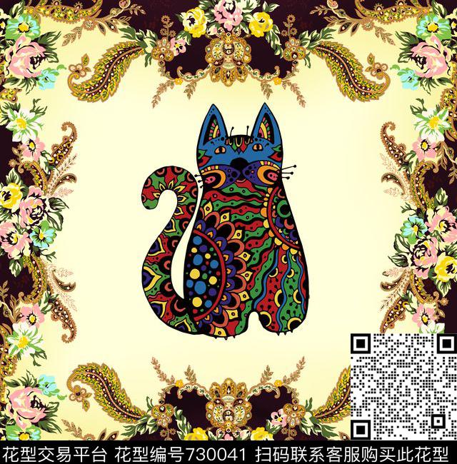 丝巾图腾波西米亚数码印花华亿平台下载（图片编号: 730041） - 瓦栏（Walan）