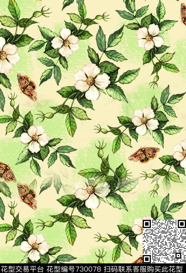 花瓣香云纱兰花数码印花华亿平台下载（图片编号: 730078） - 瓦栏（Walan）