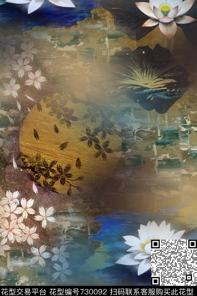 抽象几何拼接数码印花华亿平台下载（图片编号: 730092） - 瓦栏（Walan）