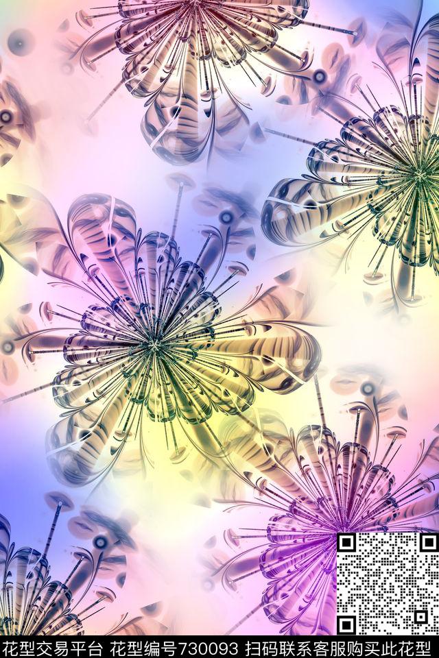 时尚炫彩分形数码印花华亿平台下载（图片编号: 730093） - 瓦栏（Walan）