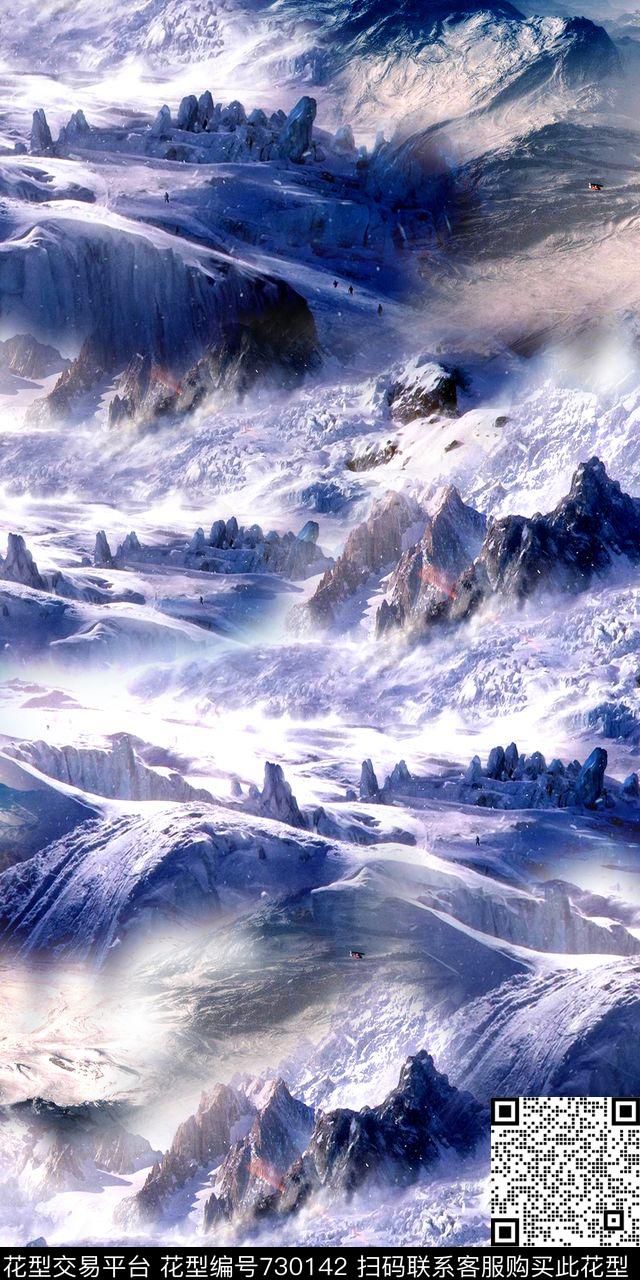 山脉山川雪山数码印花华亿平台下载（图片编号: 730142） - 瓦栏（Walan）