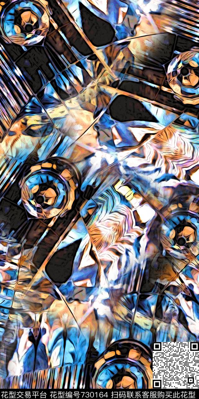 几何不规则几何抽象数码印花华亿平台下载（图片编号: 730164） - 瓦栏（Walan）