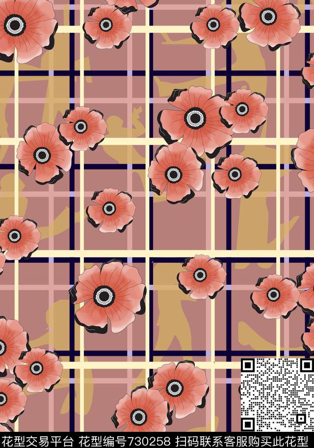 花卉线条几何线条传统印花华亿平台下载（图片编号: 730258） - 瓦栏（Walan）