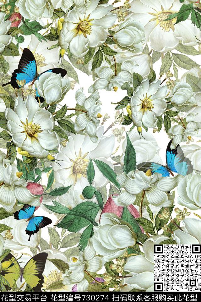花卉数码印花华亿平台下载（图片编号: 730274） - 瓦栏（Walan）