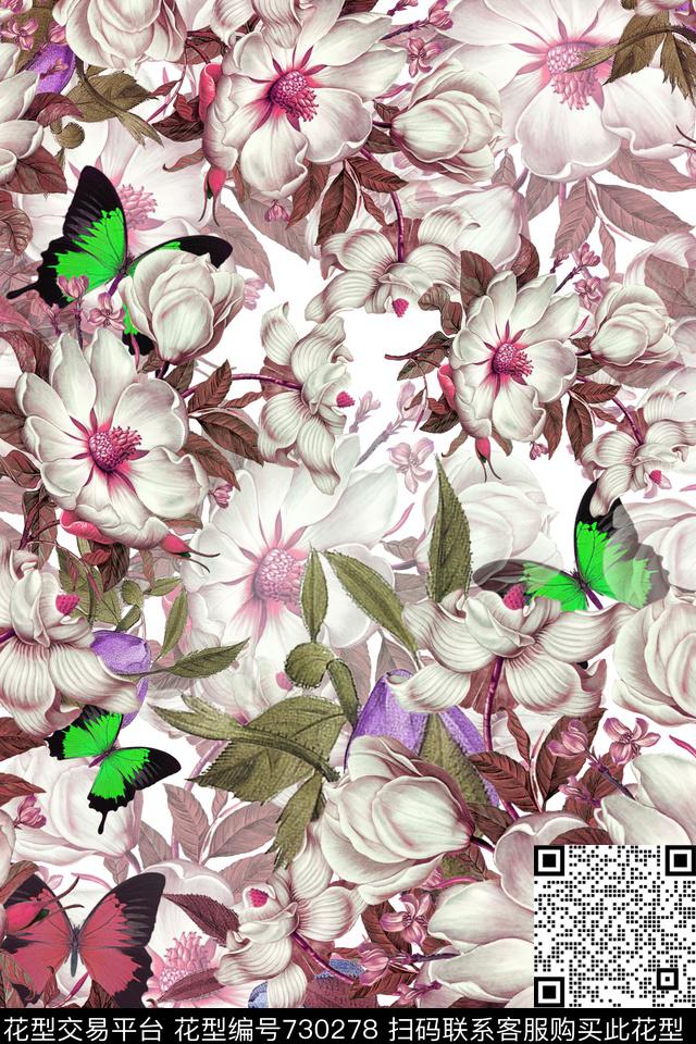 花卉数码印花华亿平台下载（图片编号: 730278） - 瓦栏（Walan）