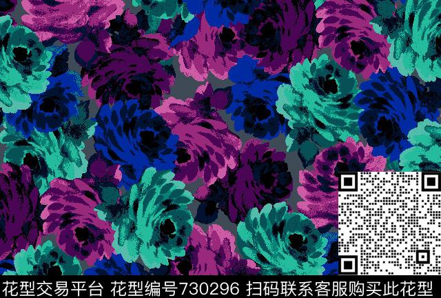 大花牡丹花卉传统印花华亿平台下载（图片编号: 730296） - 瓦栏（Walan）