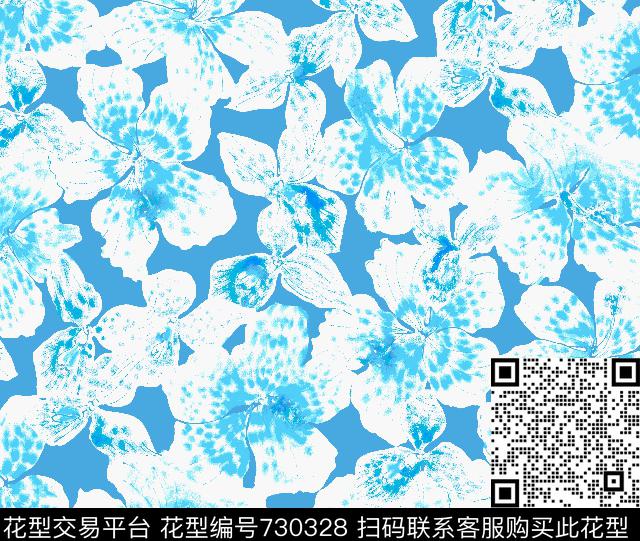 乱花大花花卉传统印花华亿平台下载（图片编号: 730328） - 瓦栏（Walan）