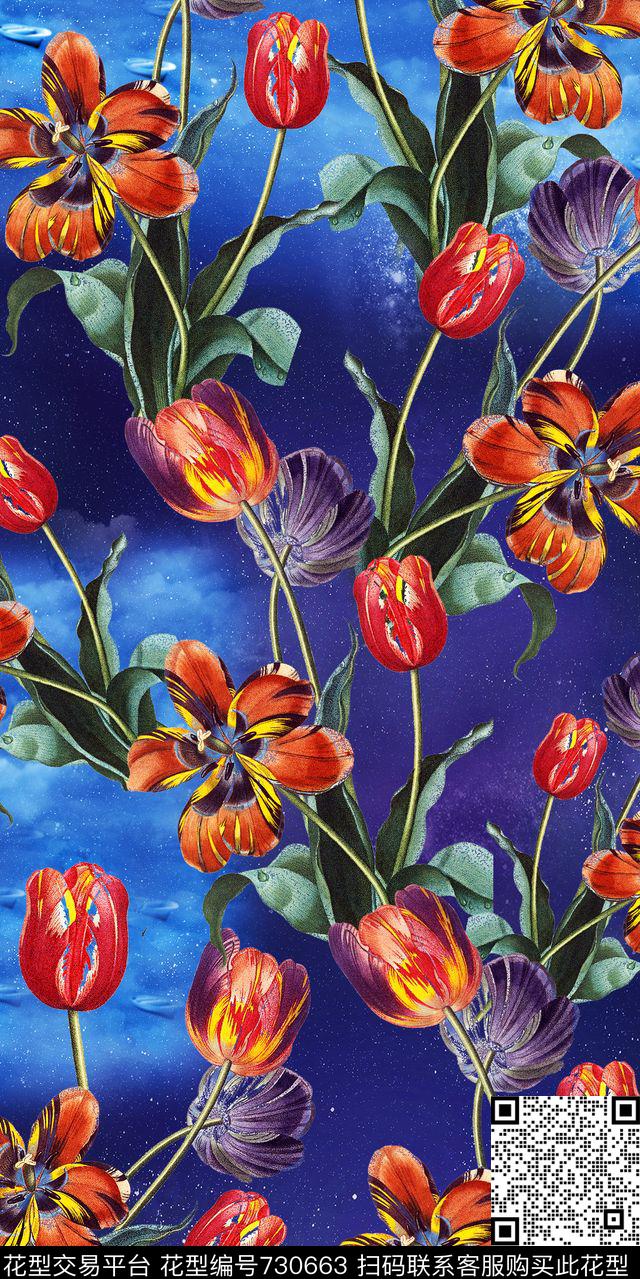 乱花花朵花卉数码印花华亿平台下载（图片编号: 730663） - 瓦栏（Walan）