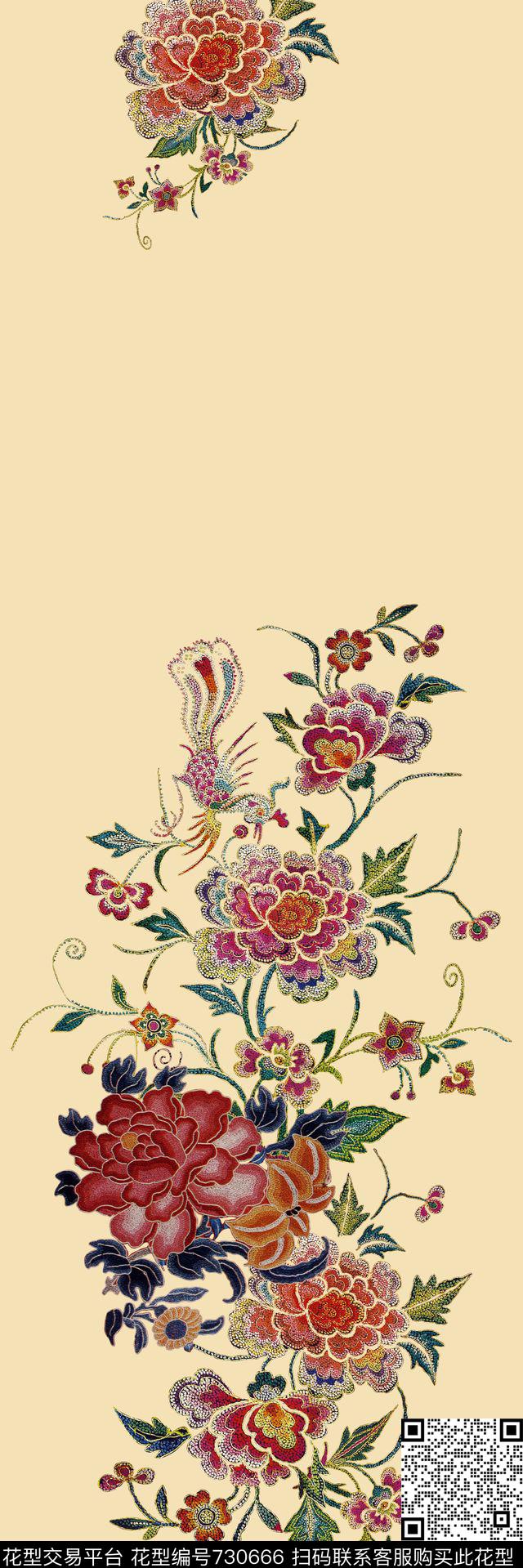 时尚数码旗袍花华亿平台数码华亿平台绣花数码印花华亿平台下载（图片编号: 730666） - 瓦栏（Walan）