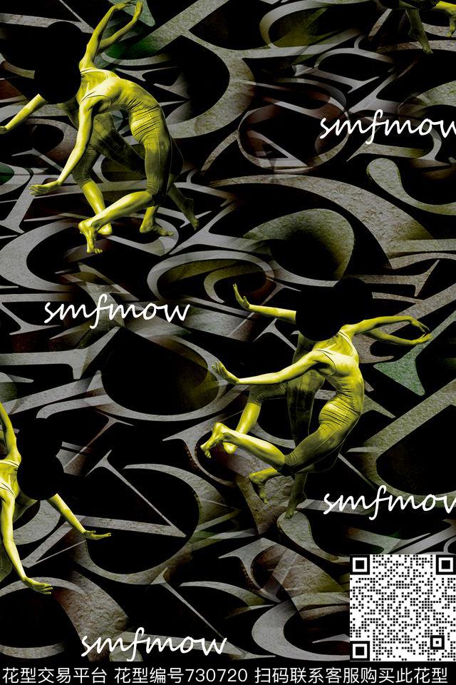 抽象英文科幻数码印花华亿平台下载（图片编号: 730720） - 瓦栏（Walan）