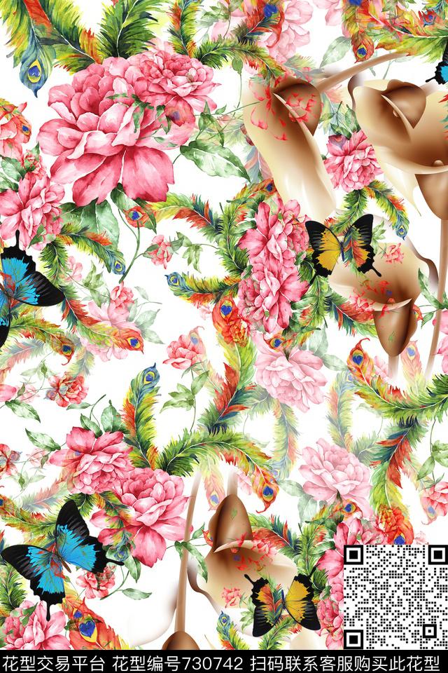 花卉数码印花华亿平台下载（图片编号: 730742） - 瓦栏（Walan）