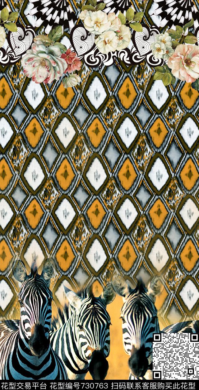 时尚几何格子数码印花华亿平台下载（图片编号: 730763） - 瓦栏（Walan）