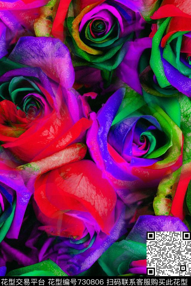 荷花花朵花卉数码印花华亿平台下载（图片编号: 730806） - 瓦栏（Walan）