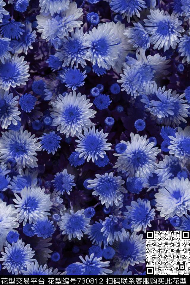 大花花朵花卉数码印花华亿平台下载（图片编号: 730812） - 瓦栏（Walan）