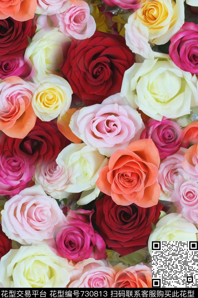 大花花朵花卉数码印花华亿平台下载（图片编号: 730813） - 瓦栏（Walan）