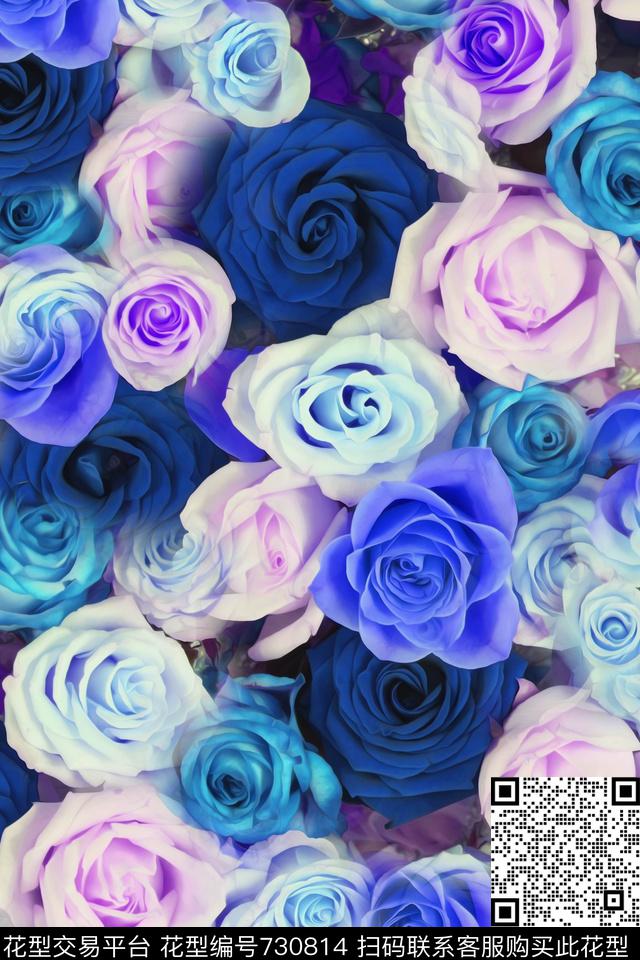 大花花朵花卉数码印花华亿平台下载（图片编号: 730814） - 瓦栏（Walan）