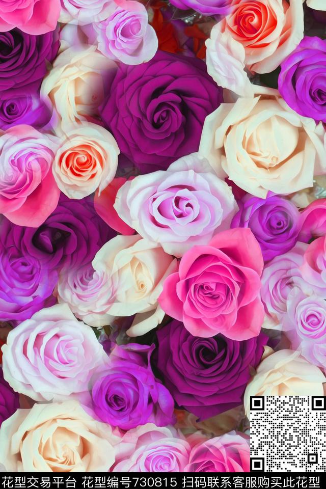 大花花朵花卉数码印花华亿平台下载（图片编号: 730815） - 瓦栏（Walan）