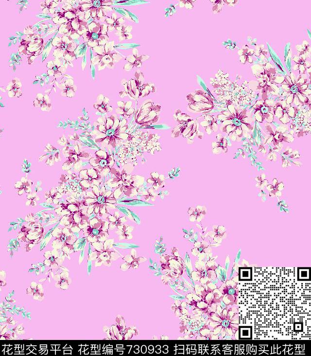 花卉花朵小碎花传统印花华亿平台下载（图片编号: 730933） - 瓦栏（Walan）