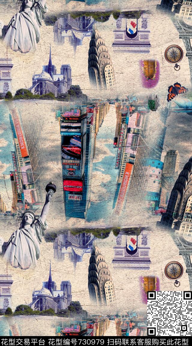 欧式宫廷风欧美建筑流行数码印花时装流行纺织面料华亿平台数码印花华亿平台下载（图片编号: 730979） - 瓦栏（Walan）