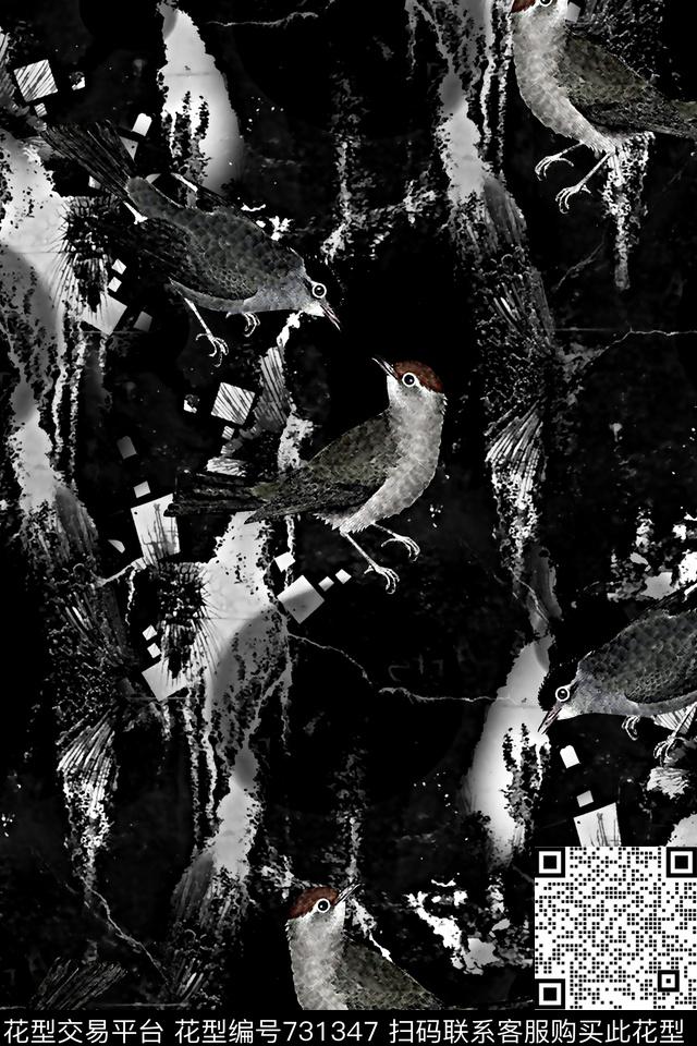 肌理纹理鸟男装夹克华亿平台数码印花华亿平台下载（图片编号: 731347） - 瓦栏（Walan）