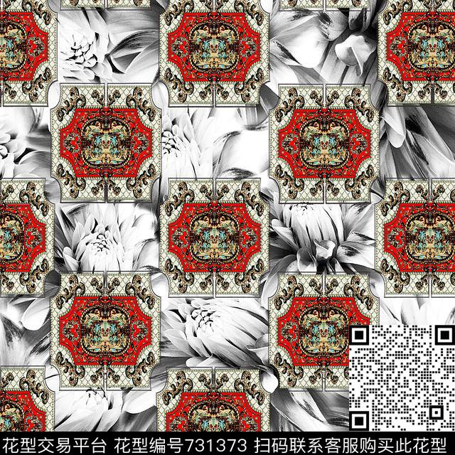 大花大牌大方巾数码印花华亿平台下载（图片编号: 731373） - 瓦栏（Walan）