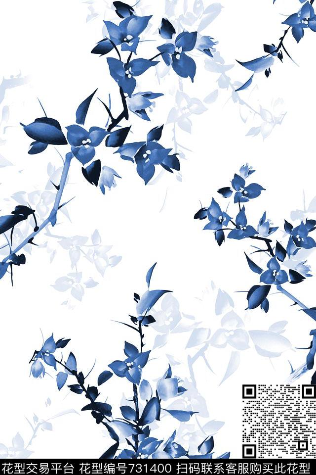 数码印花中国风素材花卉数码印花华亿平台下载（图片编号: 731400） - 瓦栏（Walan）