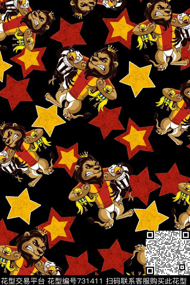 狮子天堂鸟动物数码印花华亿平台下载（图片编号: 731411） - 瓦栏（Walan）