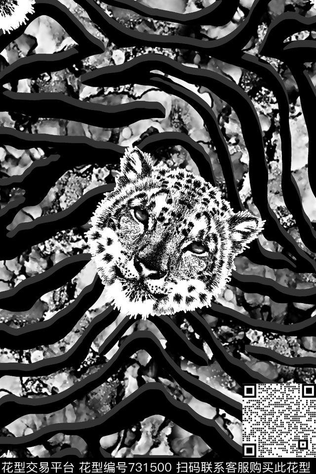 老虎纹理男装夹克华亿平台数码印花华亿平台下载（图片编号: 731500） - 瓦栏（Walan）