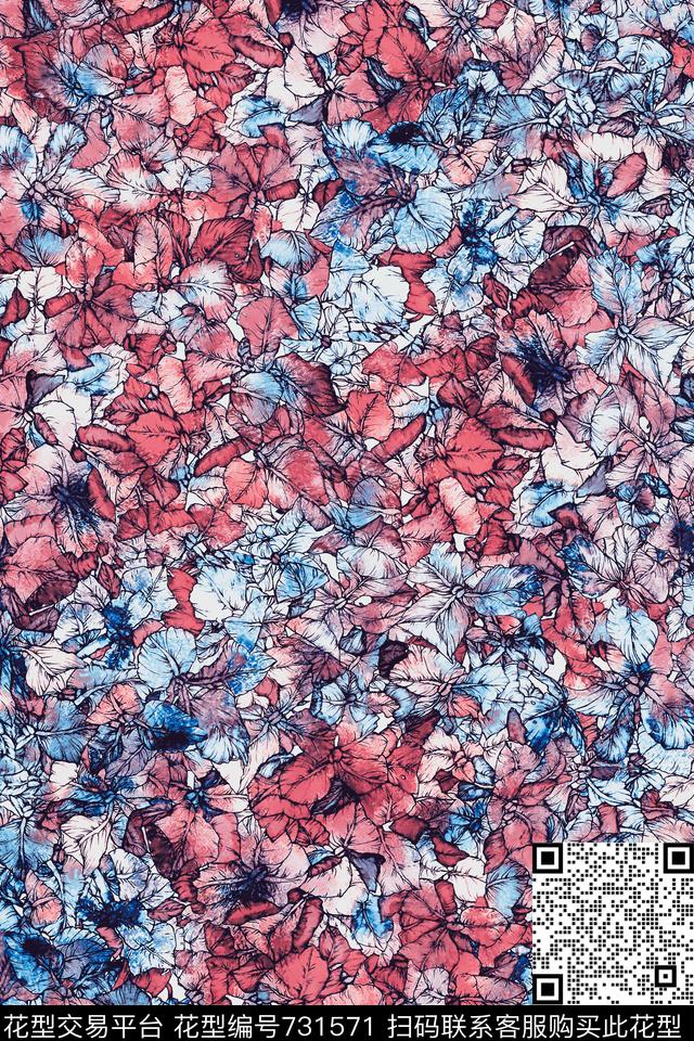 数码印花满版乱花数码印花华亿平台下载（图片编号: 731571） - 瓦栏（Walan）