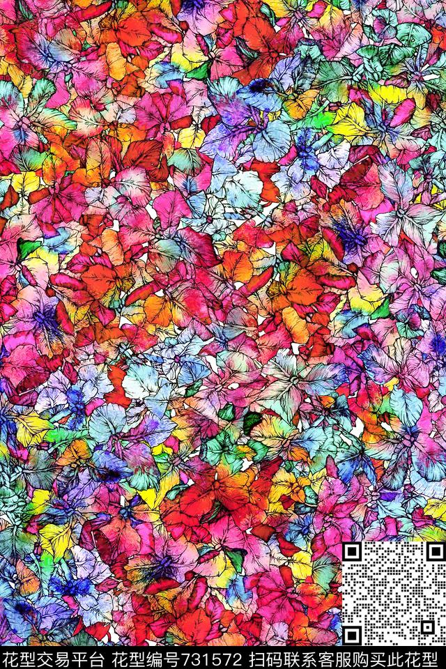 数码印花满版乱花数码印花华亿平台下载（图片编号: 731572） - 瓦栏（Walan）