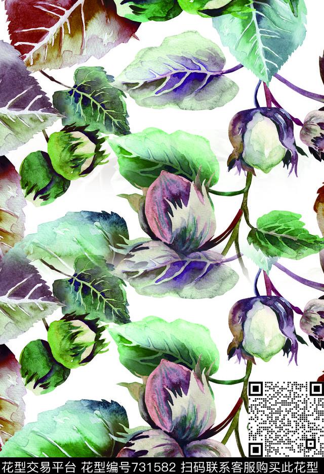 花朵香云纱兰花数码印花华亿平台下载（图片编号: 731582） - 瓦栏（Walan）