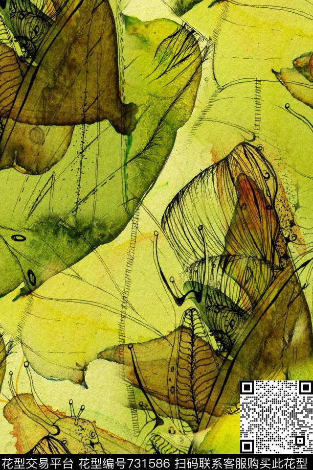 昆虫鸟蜜蜂数码印花华亿平台下载（图片编号: 731586） - 瓦栏（Walan）