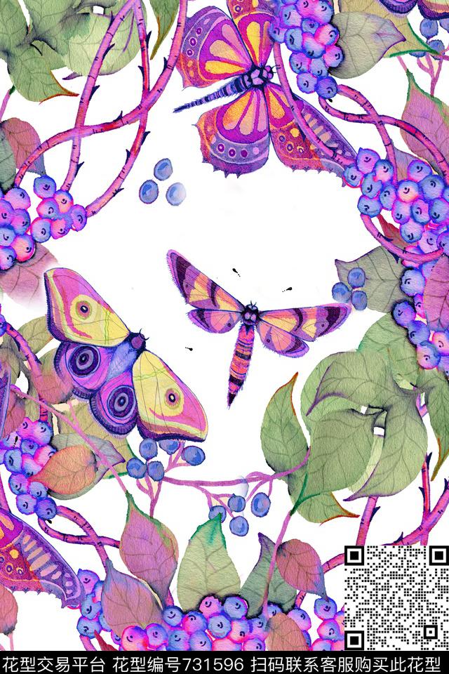 花卉花朵花鸟数码印花华亿平台下载（图片编号: 731596） - 瓦栏（Walan）