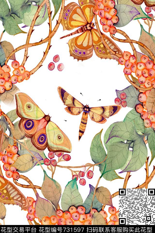 花卉花朵花鸟数码印花华亿平台下载（图片编号: 731597） - 瓦栏（Walan）
