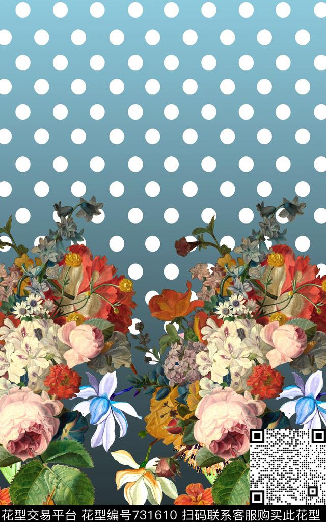 时尚手绘圆点数码印花华亿平台下载（图片编号: 731610） - 瓦栏（Walan）