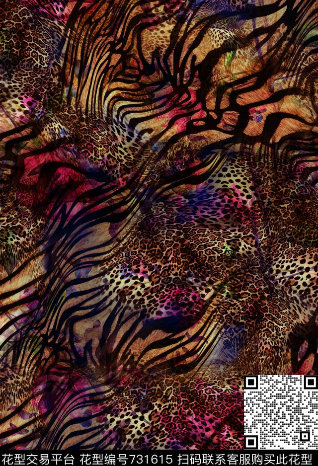 香云纱豹纹动物纹数码印花华亿平台下载（图片编号: 731615） - 瓦栏（Walan）