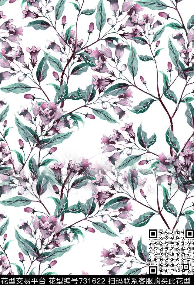 花瓣香云纱兰花数码印花华亿平台下载（图片编号: 731622） - 瓦栏（Walan）