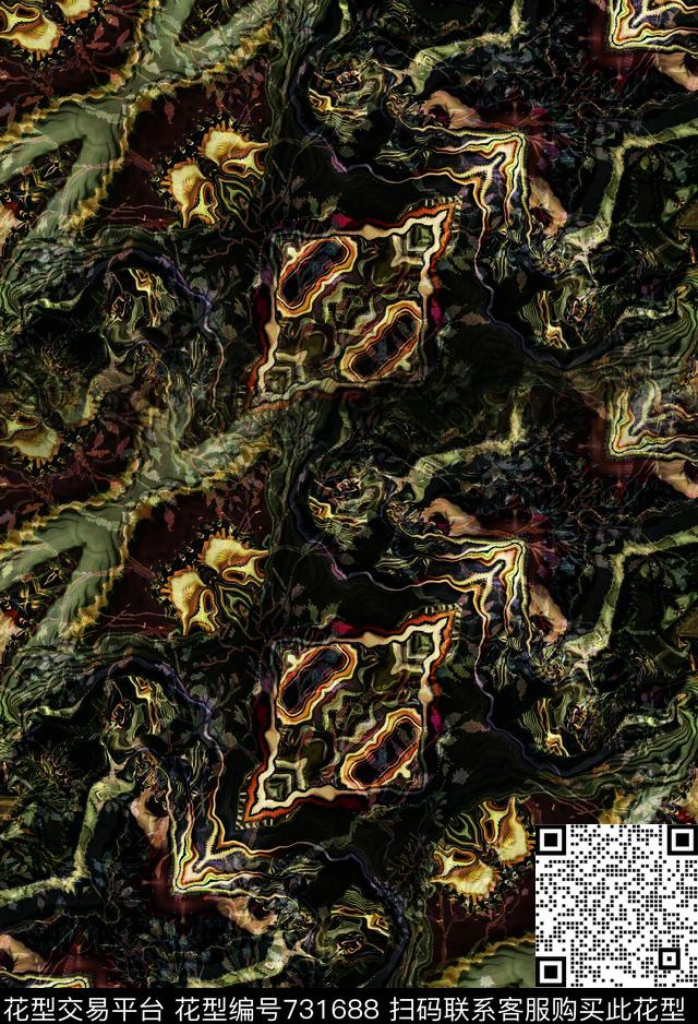 花纹动物纹蛇纹数码印花华亿平台下载（图片编号: 731688） - 瓦栏（Walan）