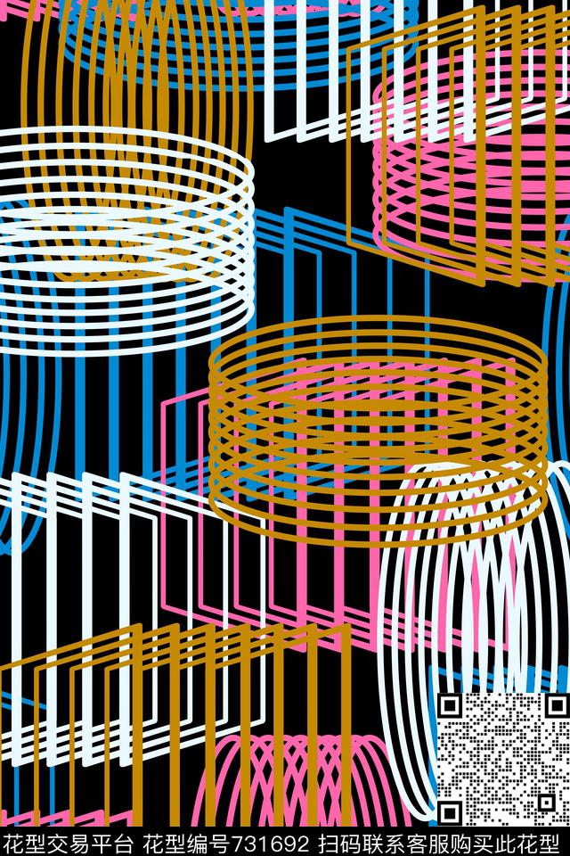 潮流时尚不规则几何圆形传统印花华亿平台下载（图片编号: 731692） - 瓦栏（Walan）