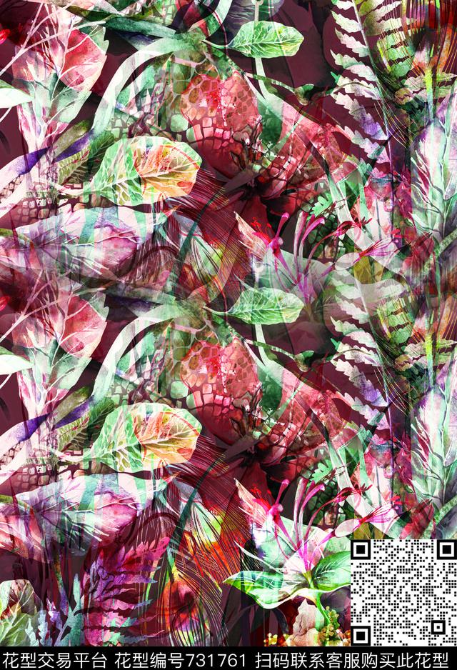 花瓣花卉花朵数码印花华亿平台下载（图片编号: 731761） - 瓦栏（Walan）