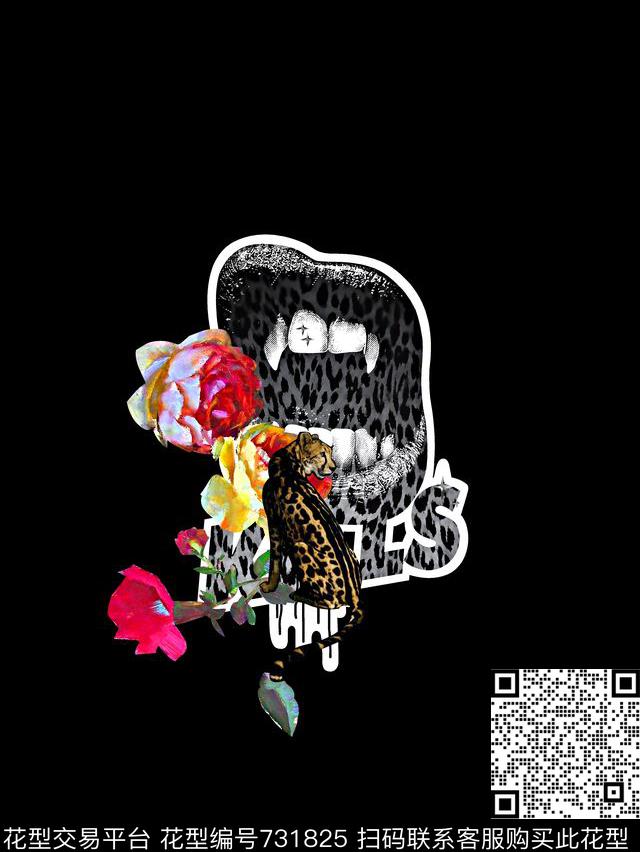 大嘴巴花卉男装T恤华亿平台数码印花华亿平台下载（图片编号: 731825） - 瓦栏（Walan）