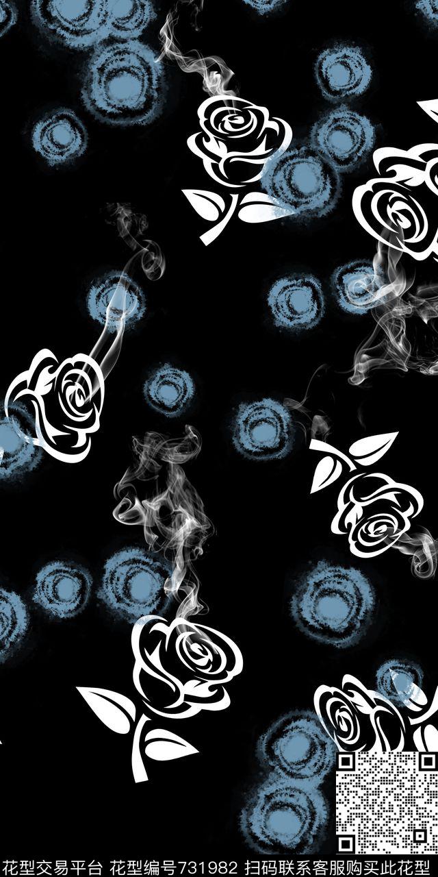 花卉水墨烟雾传统印花华亿平台下载（图片编号: 731982） - 瓦栏（Walan）