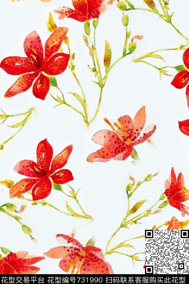 不定位丝巾女装家纺花卉时尚数码印花华亿平台下载（图片编号: 731990） - 瓦栏（Walan）