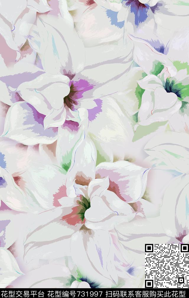 不定位丝巾女装家纺花卉时尚传统印花华亿平台下载（图片编号: 731997） - 瓦栏（Walan）
