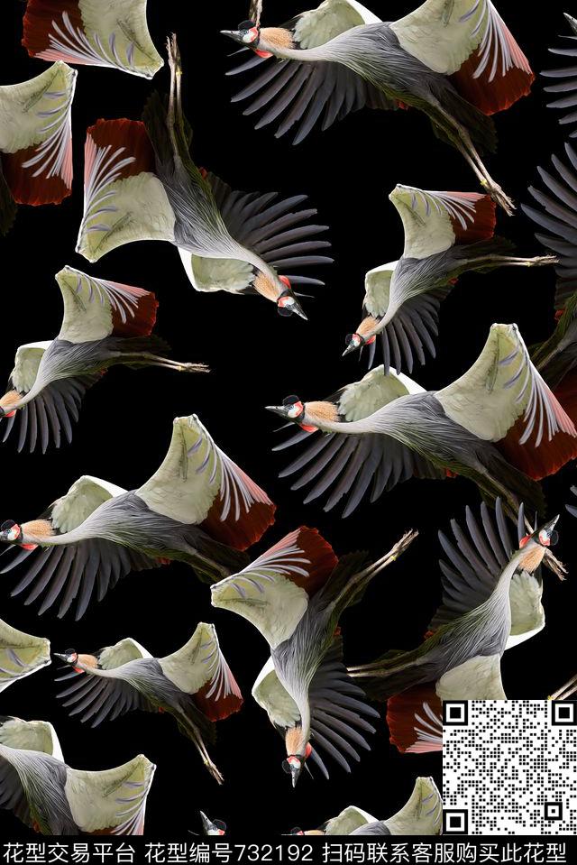 羽毛鸟仙鹤数码印花华亿平台下载（图片编号: 732192） - 瓦栏（Walan）