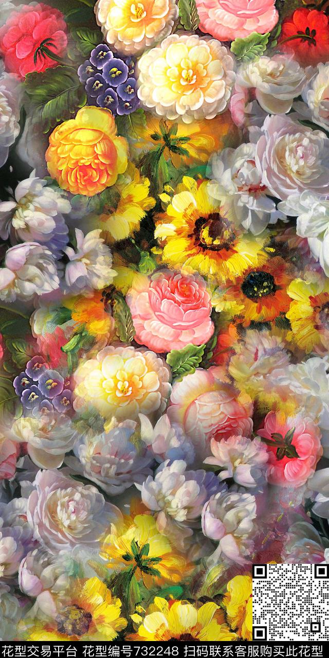 数码花卉类乱花花卉数码印花华亿平台下载（图片编号: 732248） - 瓦栏（Walan）