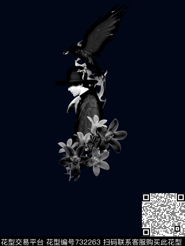 抽象手绘动物老鹰几何花卉数码印花时尚潮流男装T恤卫衣定位金属印花欧美复古大牌潮流印花数码印花华亿平台下载（图片编号: 732263） - 瓦栏（Walan）