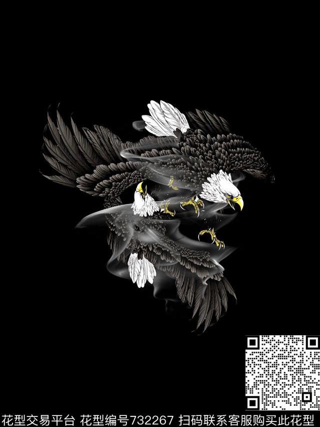 抽象手绘动物老鹰几何花卉数码印花时尚潮流男装T恤卫衣定位金属印花欧美复古大牌潮流印花数码印花华亿平台下载（图片编号: 732267） - 瓦栏（Walan）